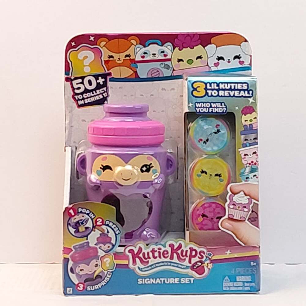 Kutie Kups Purple Water Bottle Monkey Surprise Toy NIB